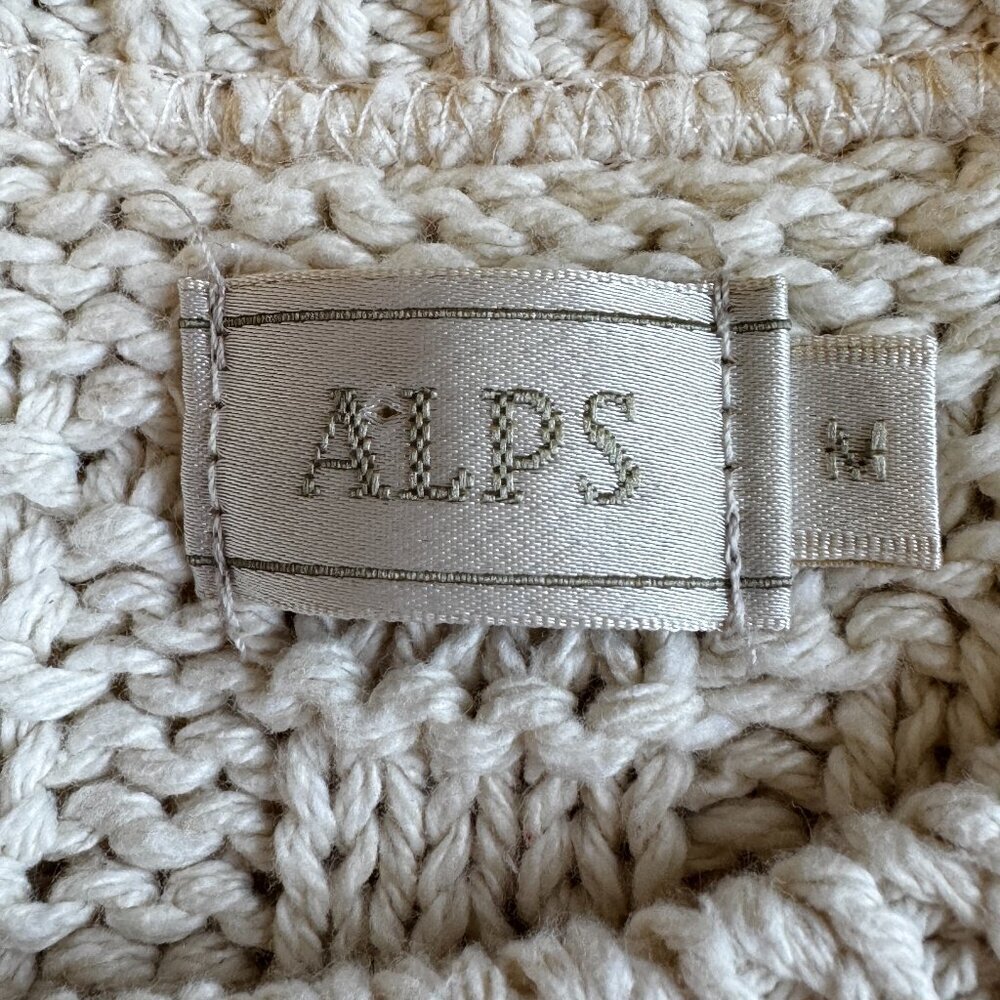 Fisherman Sweater ALPS Vintage Cardigan Ivory Chunky Brass Buttons Scandi Girl - Picture 7 of 8
